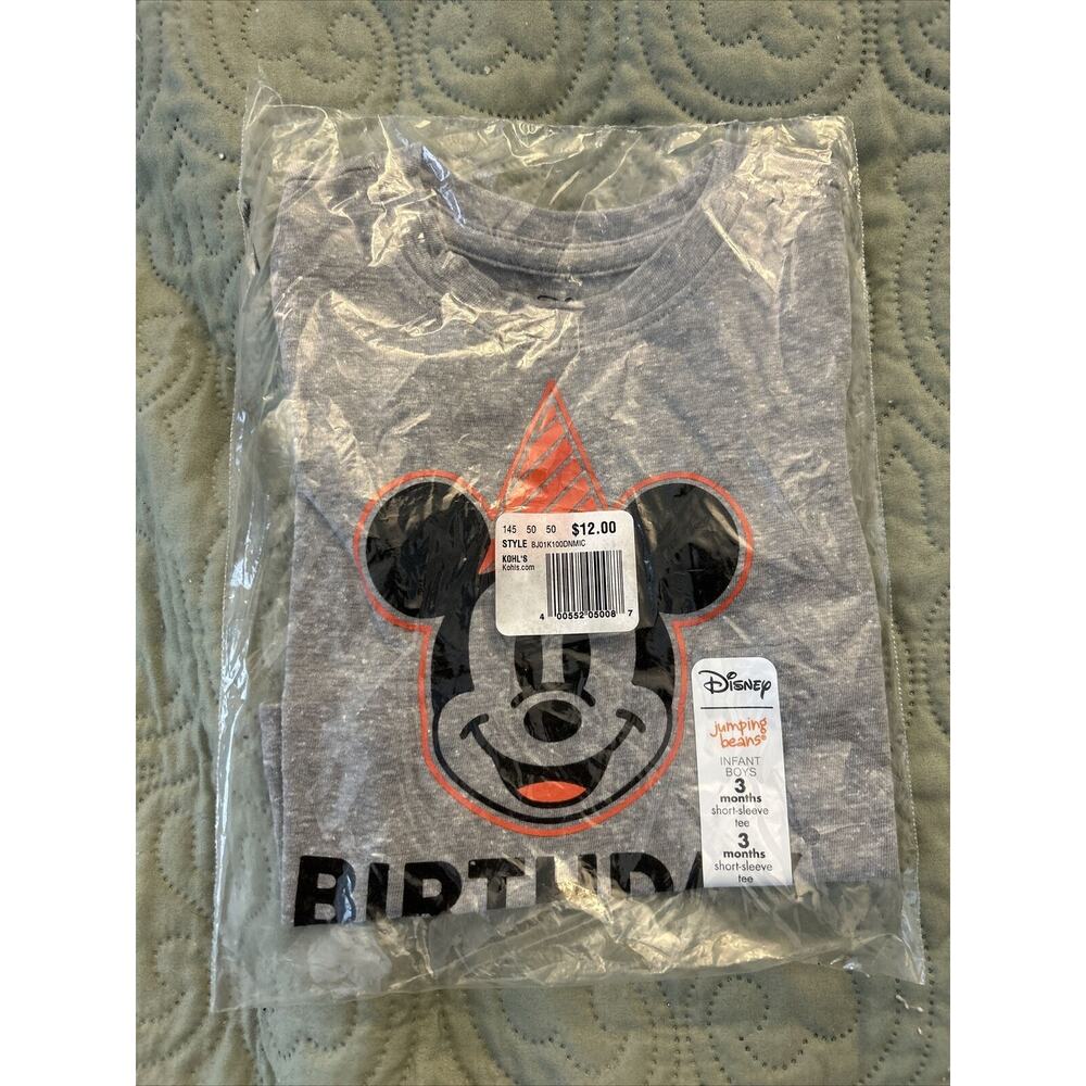 New Baby Boy 3 Month Mickey Mouse Birthday Boy Tshirt